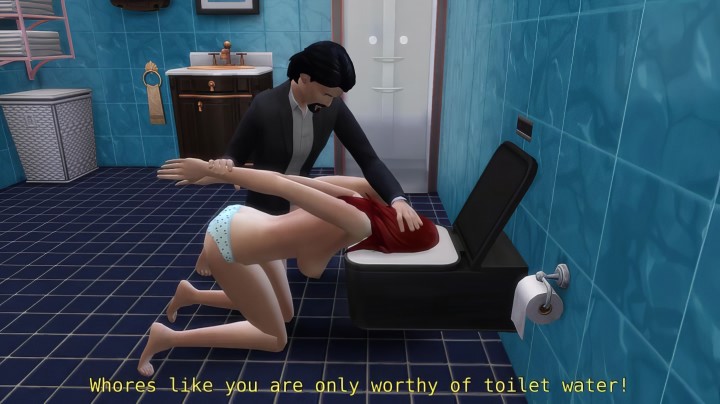 Начальник мужа куколда жестко трахает его сексуальную жену в мульте The Sims 4