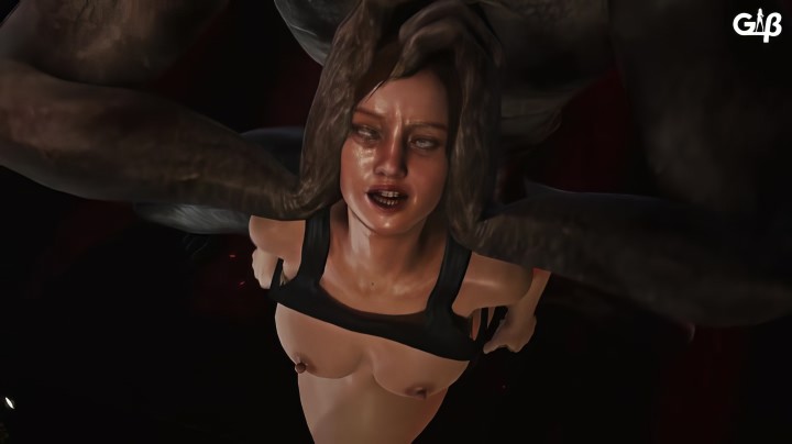 Кровожадный монстр Лизун из Resident Evil напал на Клэр Редфилд и трахнул ее