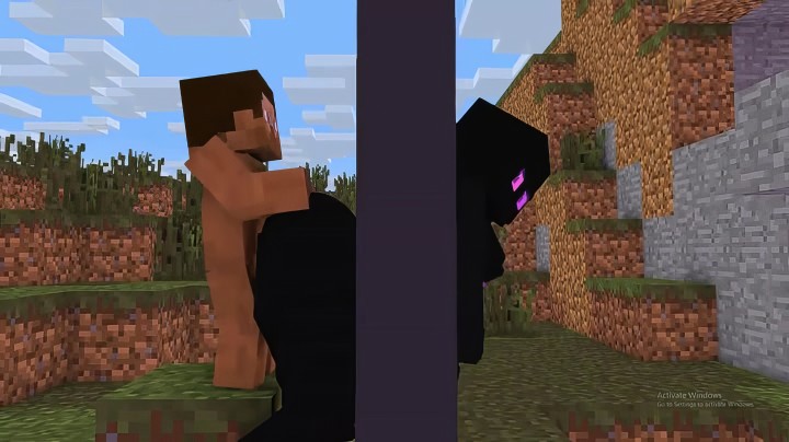 Чернокожая героиня Странник Края игры Minecraft трахается через стену