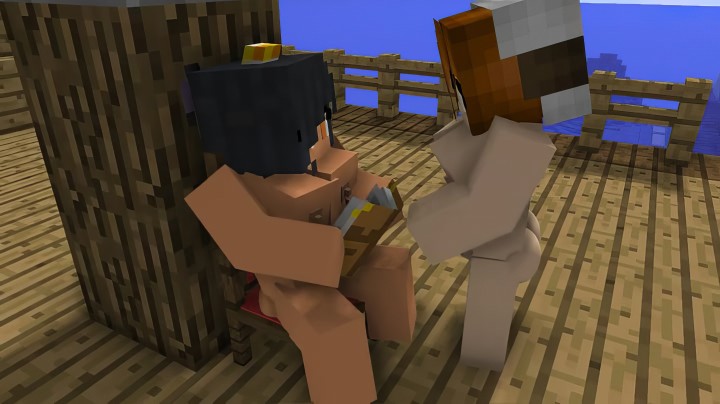 Фута персы из игры Minecraft наслаждаются горячим сексом на корабле