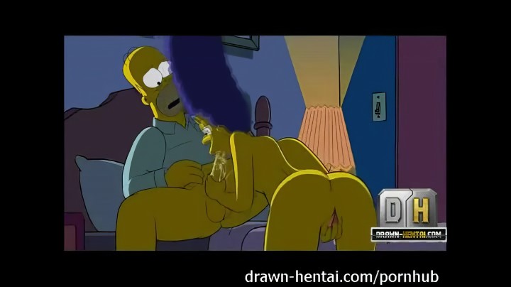 Мультяшная Мардж оголила большие сиськи, чтобы возбудить Гомера перед еблей