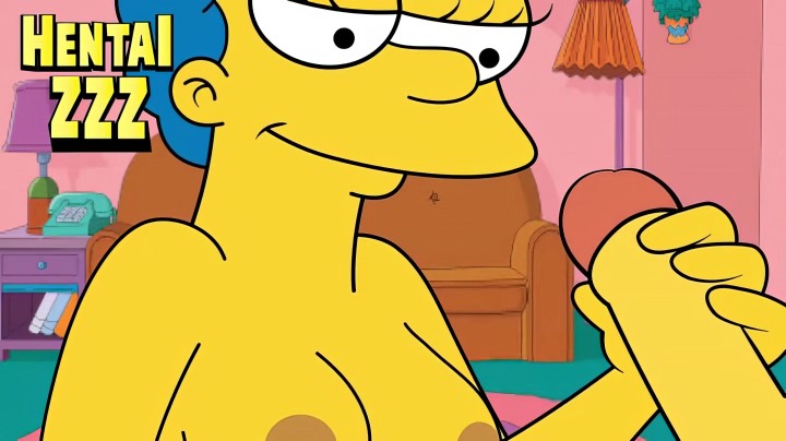 Сочная Мардж Симпсон захотела сделать приятно Гомеру и подрочила его член рукой